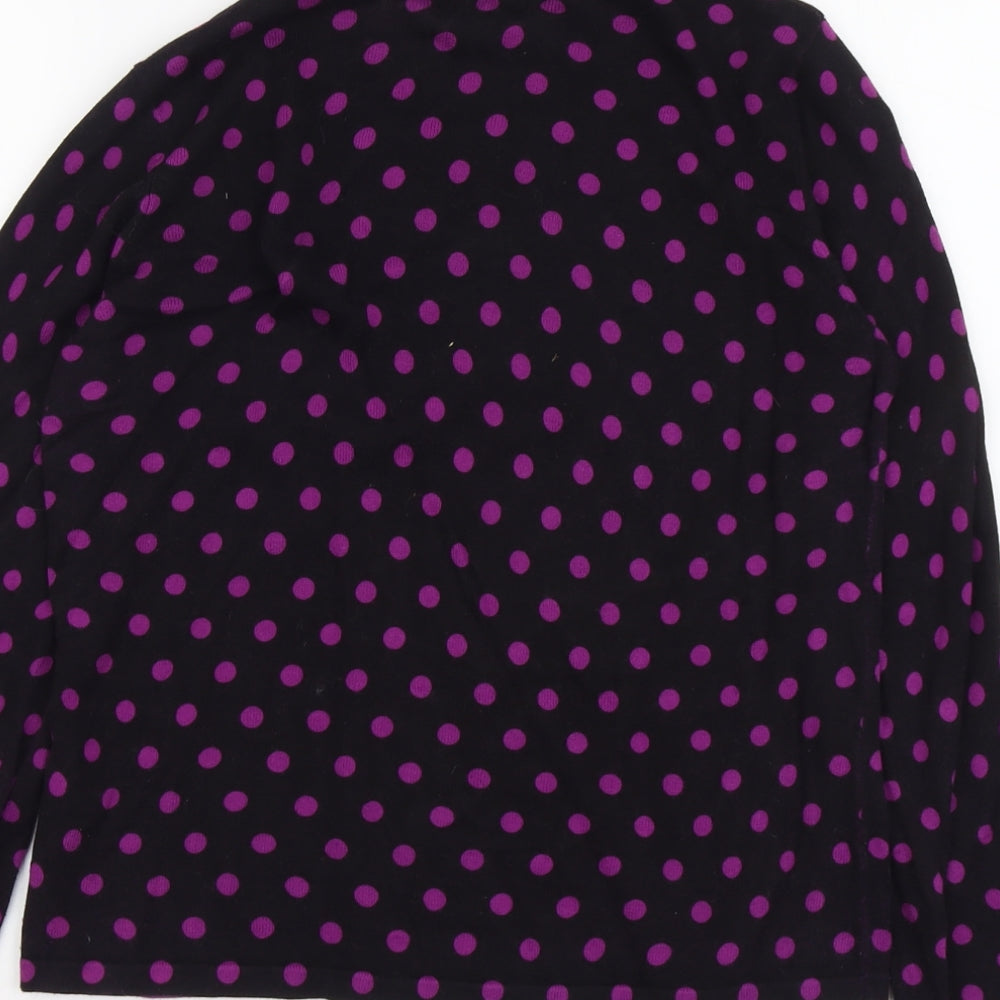 Jumper Womens Black Round Neck Polka Dot Acrylic Pullover Jumper Size M