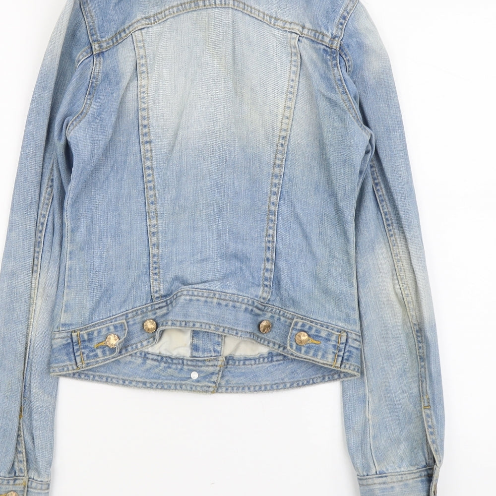 Denim & Co. Womens Blue Jacket Size 8 Button