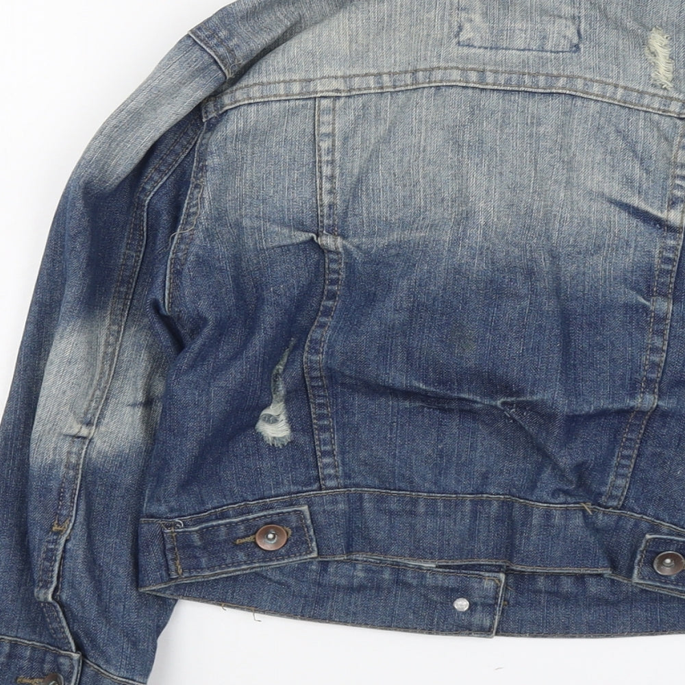 Denim & Co. Womens Blue Jacket Size 8 Button