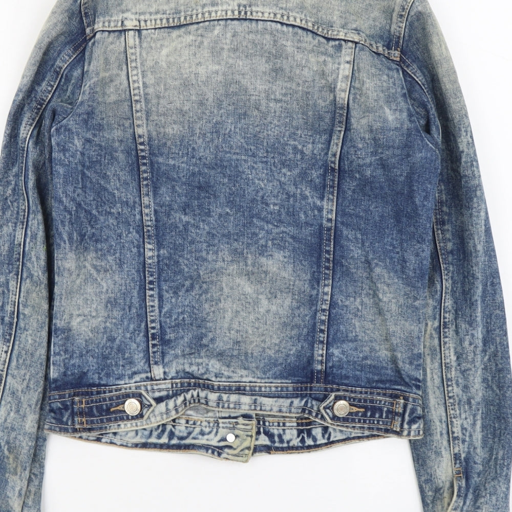 Denim & Co. Womens Blue Jacket Size 8 Button