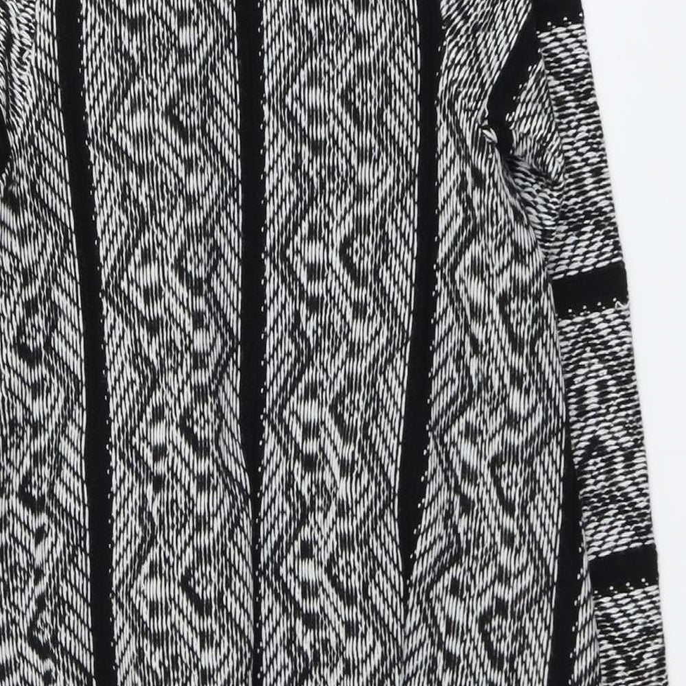 Blue Inc Womens Black V-Neck Geometric Acrylic Cardigan Jumper Size 8