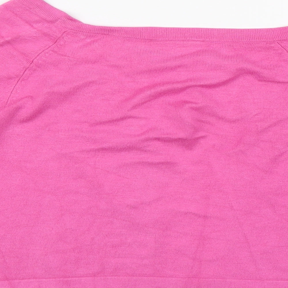 Wallis Womens Pink Scoop Neck Viscose Cardigan Jumper Size M - Tie Front