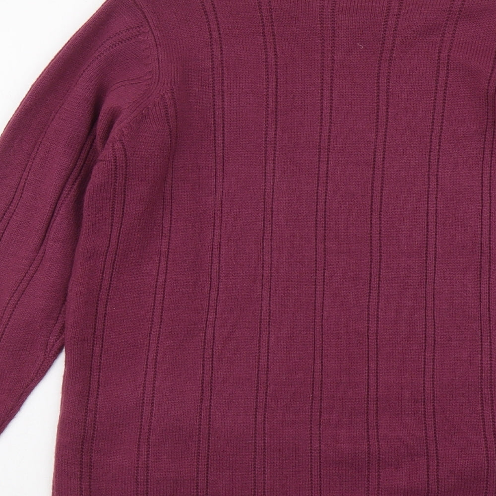 Charmance Womens Purple Round Neck Striped Acrylic Pullover Jumper Size 14