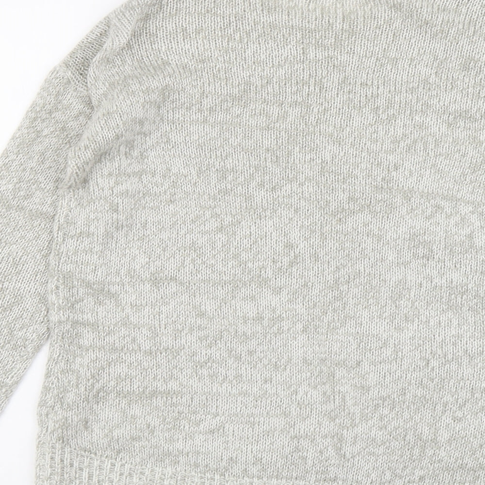 New Look Womens Grey Round Neck Acrylic Pullover Jumper Size S