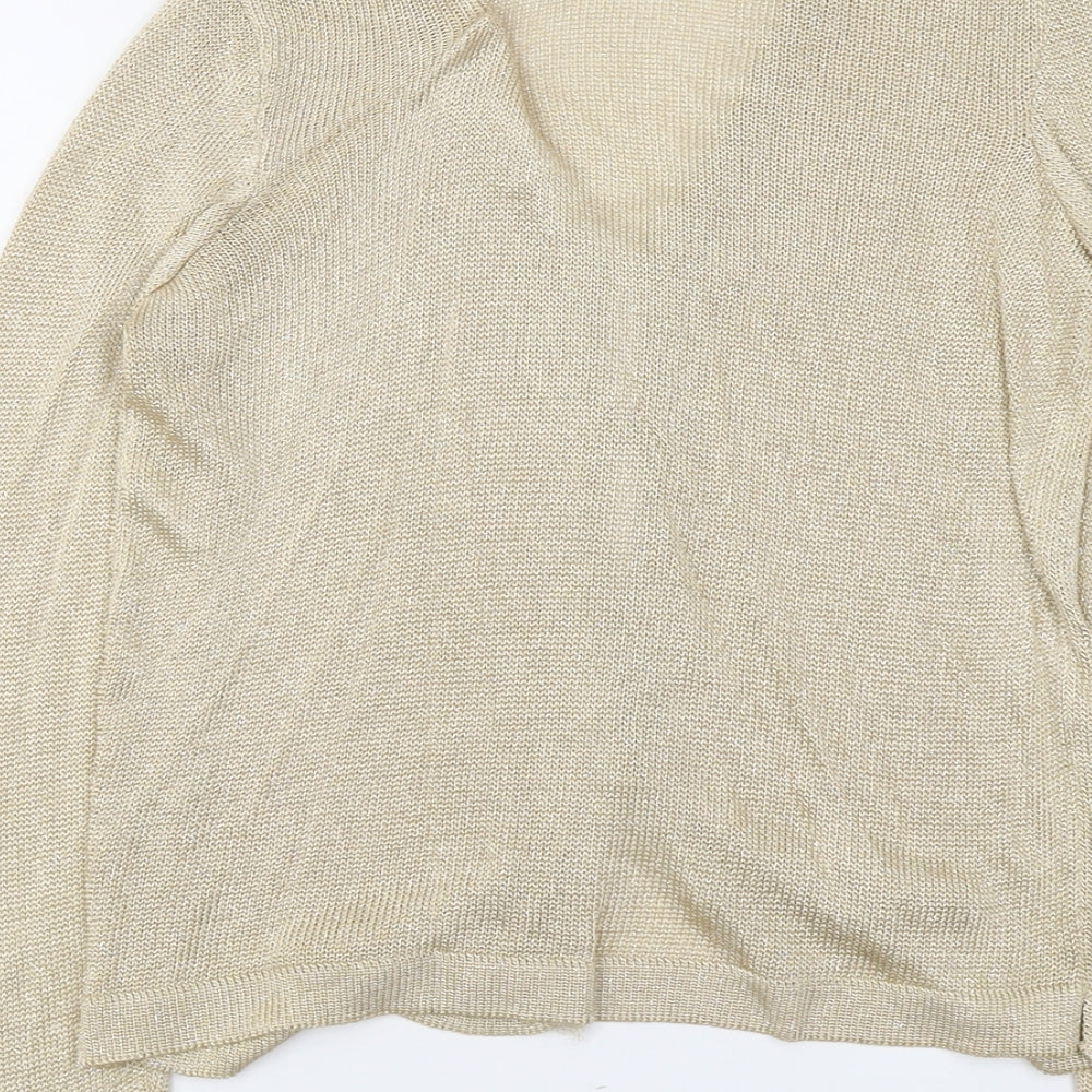Escorpion Womens Gold V-Neck Acetate Cardigan Jumper Size M