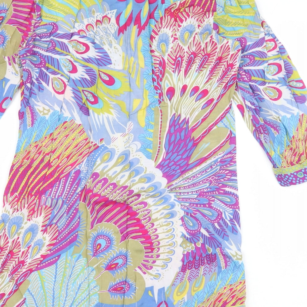 Papaya Womens Multicoloured Geometric Viscose A-Line Size 10 V-Neck Pullover