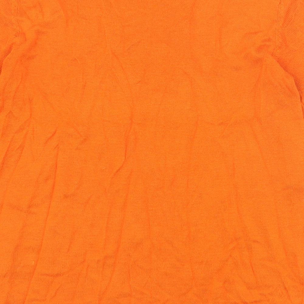 Marks & Spencer Womens Orange 100% Cotton Basic T-Shirt Size 8 Boat Neck