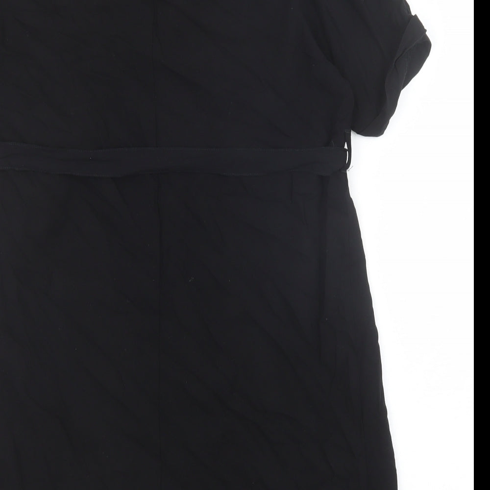 New Look Womens Black Viscose A-Line Size 10 V-Neck Pullover