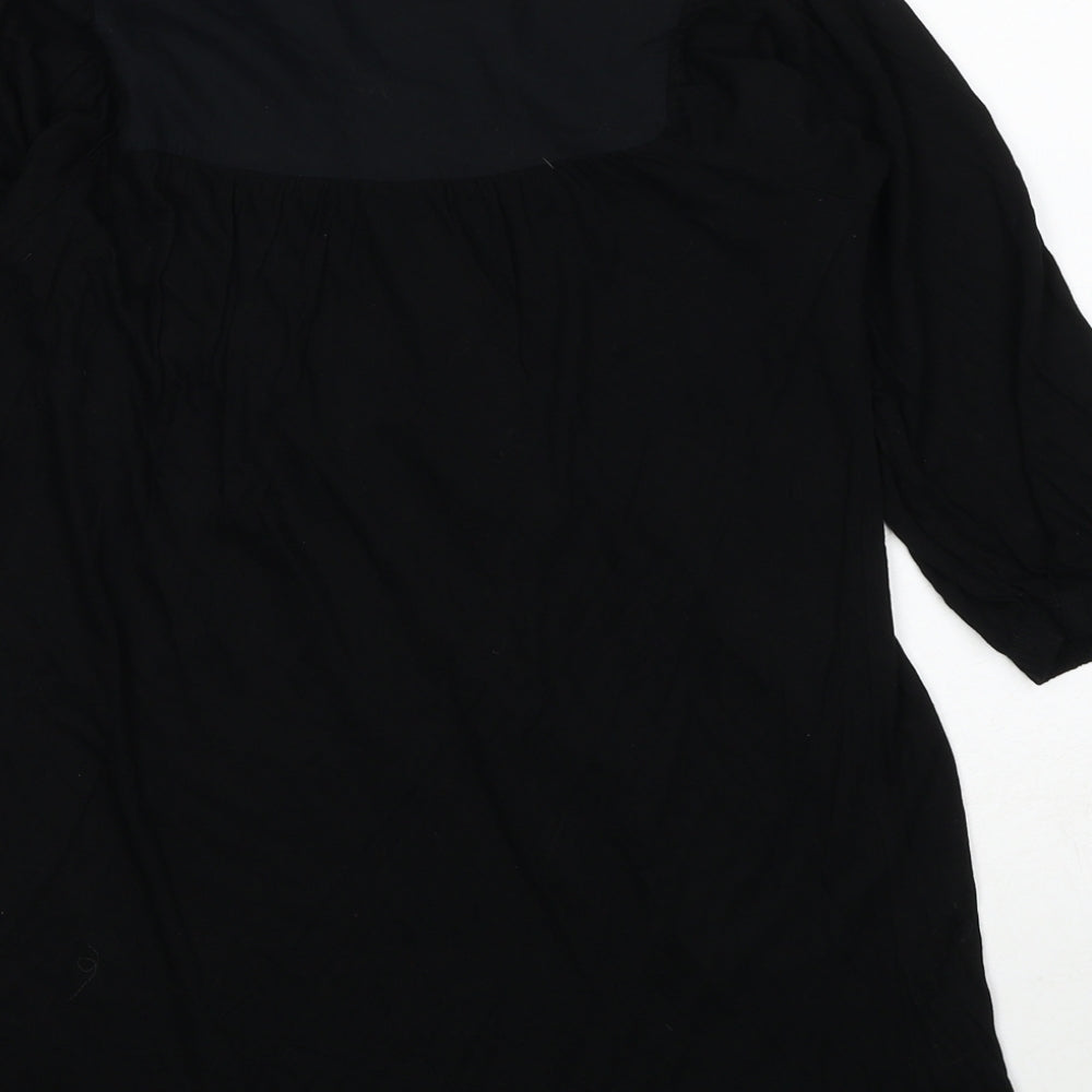 Topshop Womens Black Viscose Basic T-Shirt Size 6 Round Neck