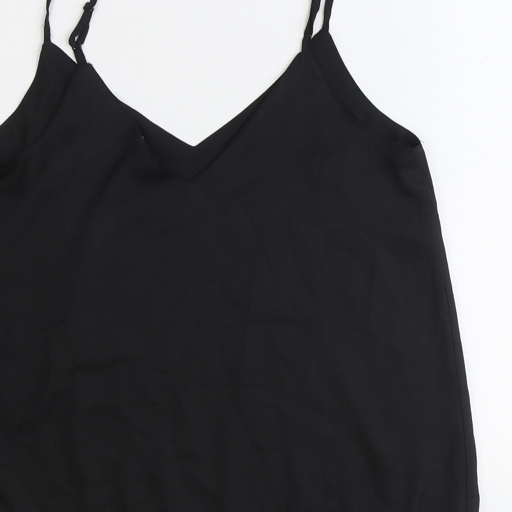 ASOS Womens Black Polyester Basic Tank Size 10 V-Neck