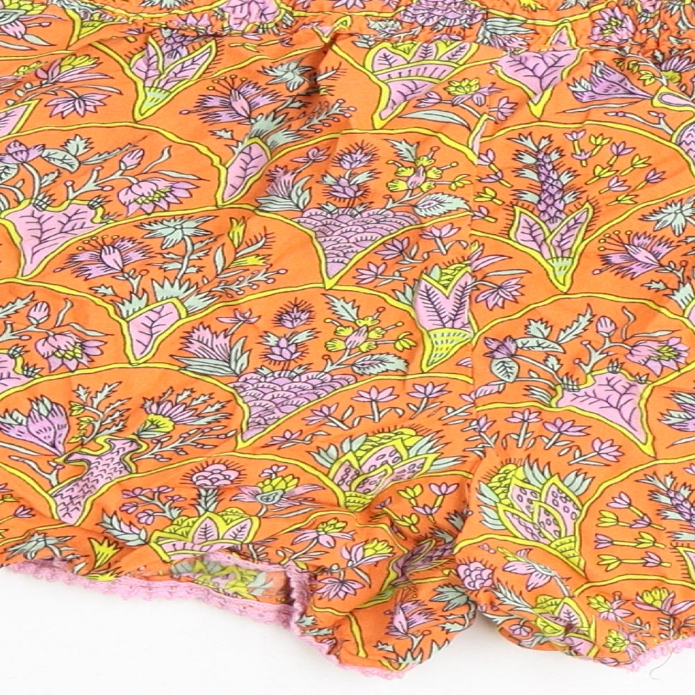 Dusk Womens Orange Floral Polyester Skimmer Shorts Size S Regular Drawstring