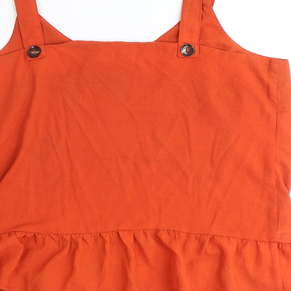 Papaya Womens Orange Polyester Basic Tank Size 18 V-Neck