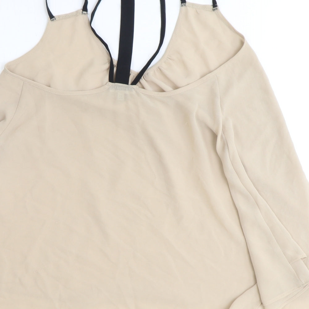 River Island Womens Beige Polyester Basic Tank Size 8 Round Neck