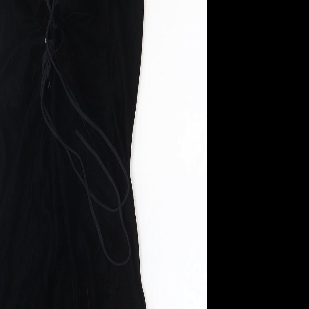 ASOS Womens Black Polyester Mini Size 8 V-Neck Tie - Lace Up Back Detail