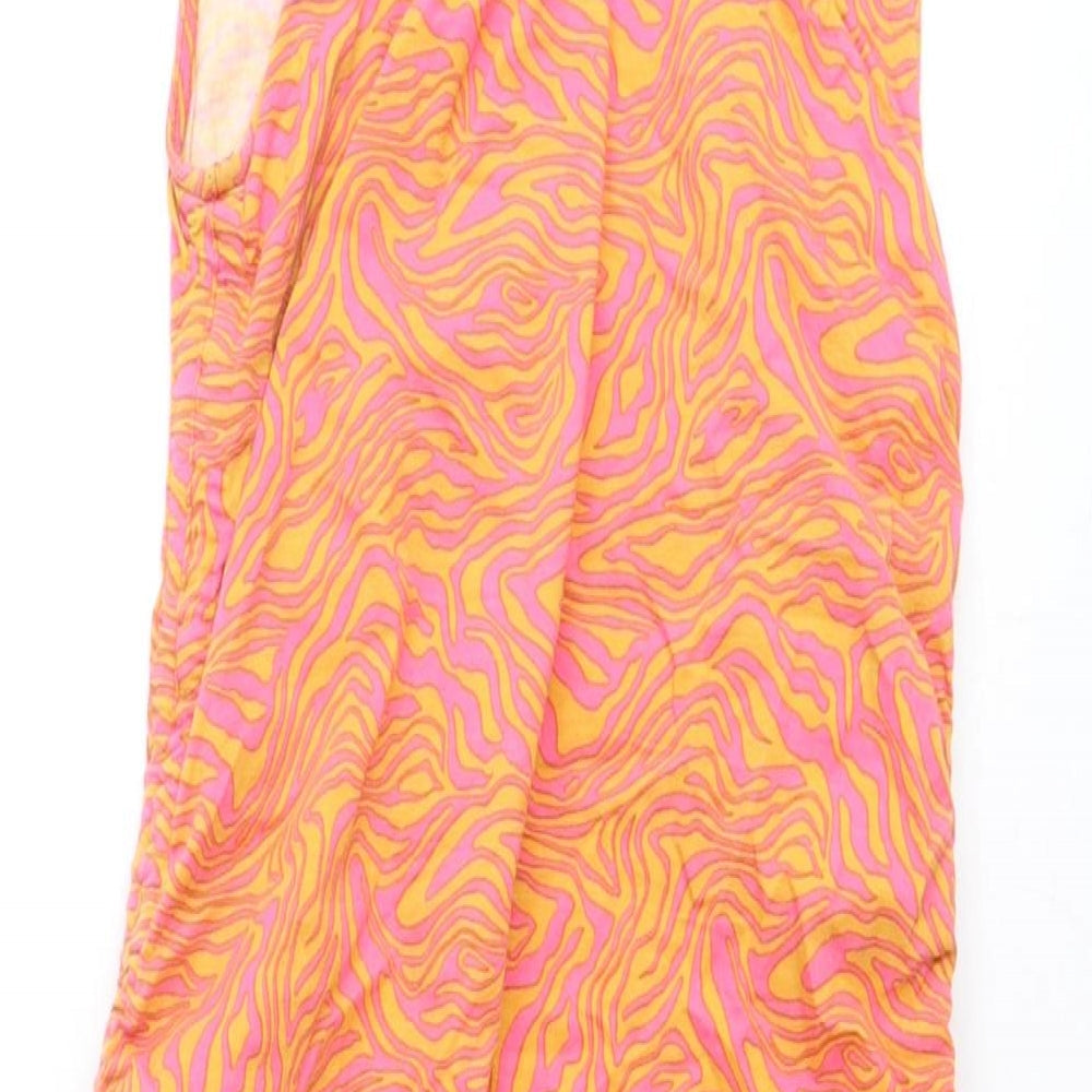 Motel Womens Orange Geometric Polyester Bodycon Size S Boat Neck Pullover