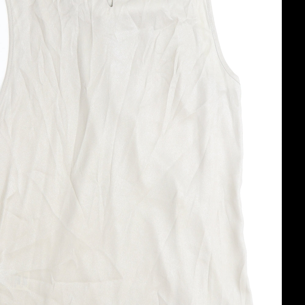 Dorothy Perkins Womens Grey Polyester Basic Tank Size 14 Round Neck