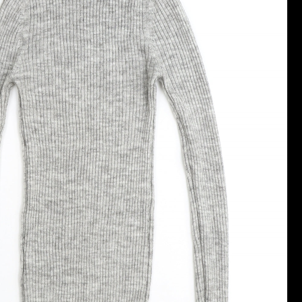 Brave Soul Womens Grey High Neck Polyester Pullover Jumper Size XS