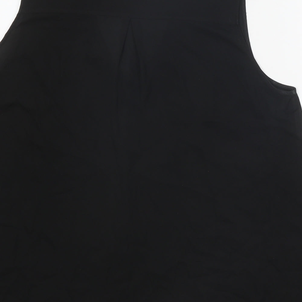 Arte Womens Black Polyester Basic Blouse Size 16 V-Neck