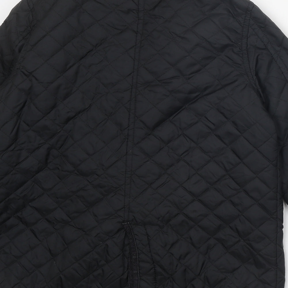 Izabel Womens Black Quilted Jacket Size M Snap