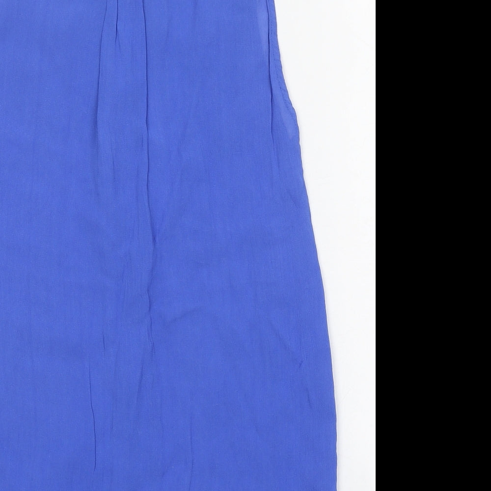 Motel Womens Blue Polyester Shirt Dress Size S Collared Button