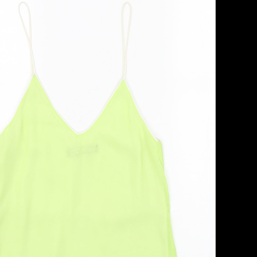 Zara Womens Green Polyester Basic Tank Size S V-Neck