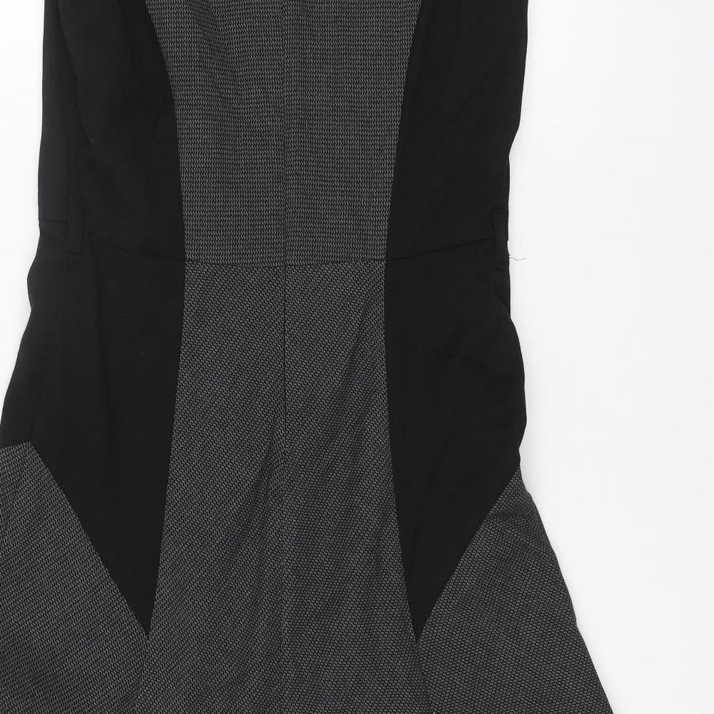 Marks & Spencer Womens Grey Polyester A-Line Size 10 V-Neck Zip
