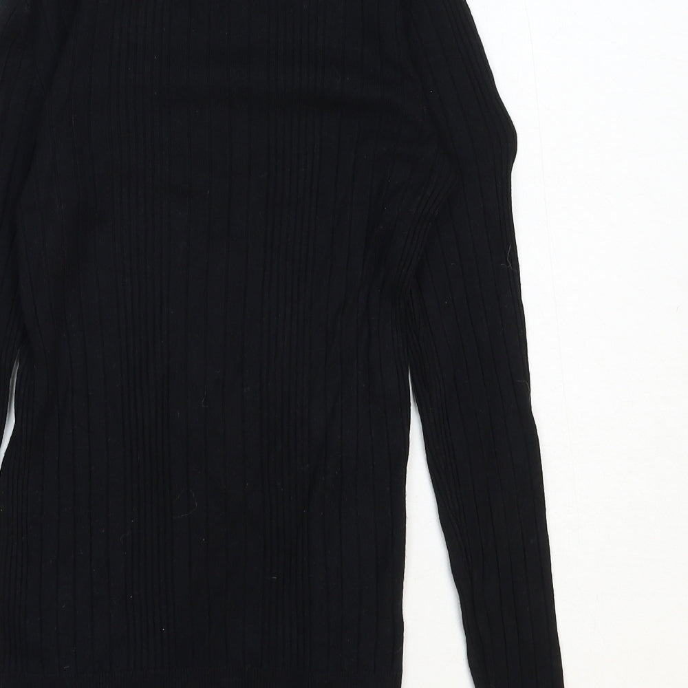 New Look Womens Black Crew Neck Cotton Pullover Jumper Size 8 Pullover