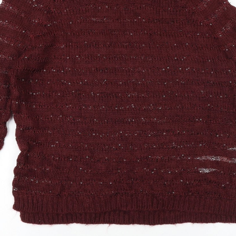 Love Knitwear Womens Purple Round Neck Acrylic Pullover Jumper Size 12