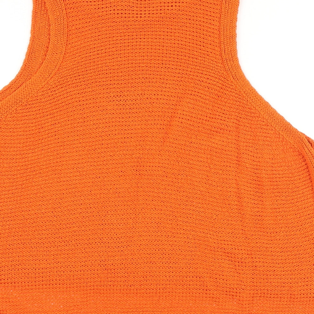 New Look Womens Orange Acrylic Basic Tank Size 10 Round Neck