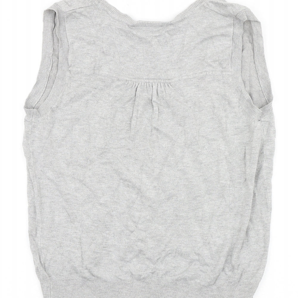 Wallis Womens Grey Cotton Basic Tank Size 16 V-Neck