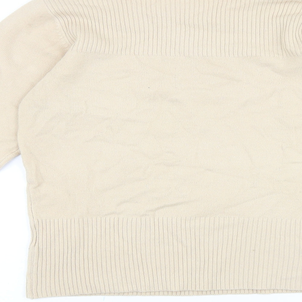 Filati Womens Beige Round Neck Acrylic Pullover Jumper Size S