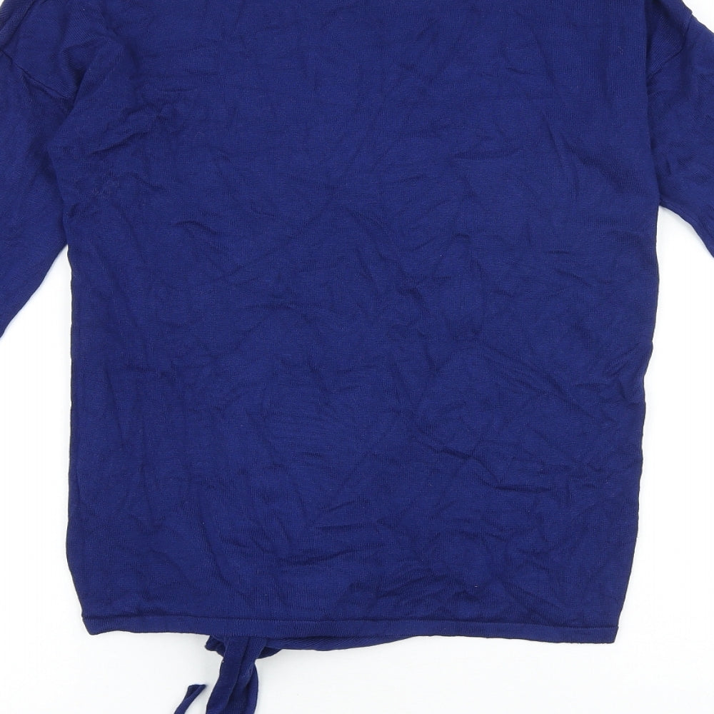Plum Tree Womens Blue Round Neck Nylon Pullover Jumper Size S