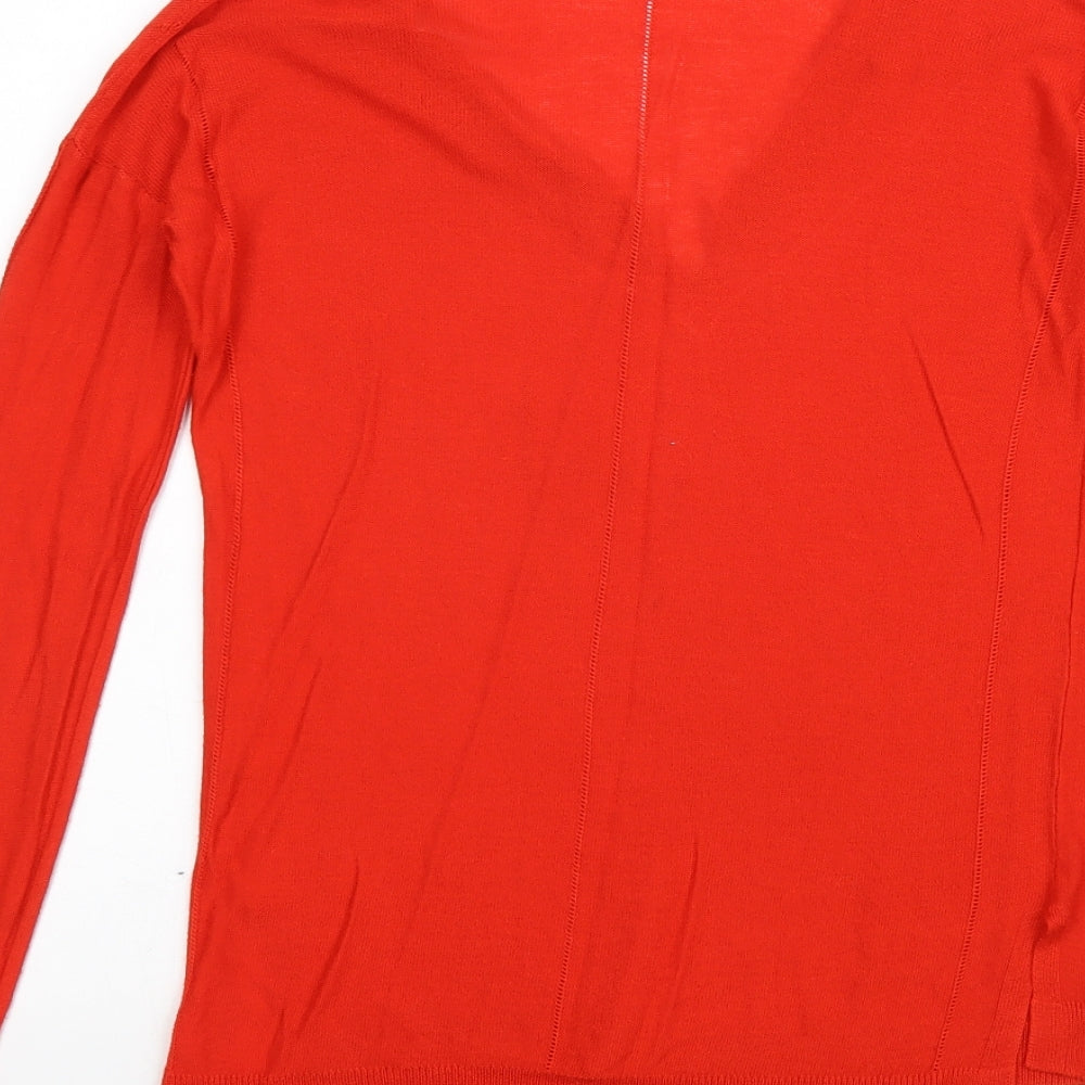 NEXT Womens Red V-Neck Acrylic Pullover Jumper Size 8