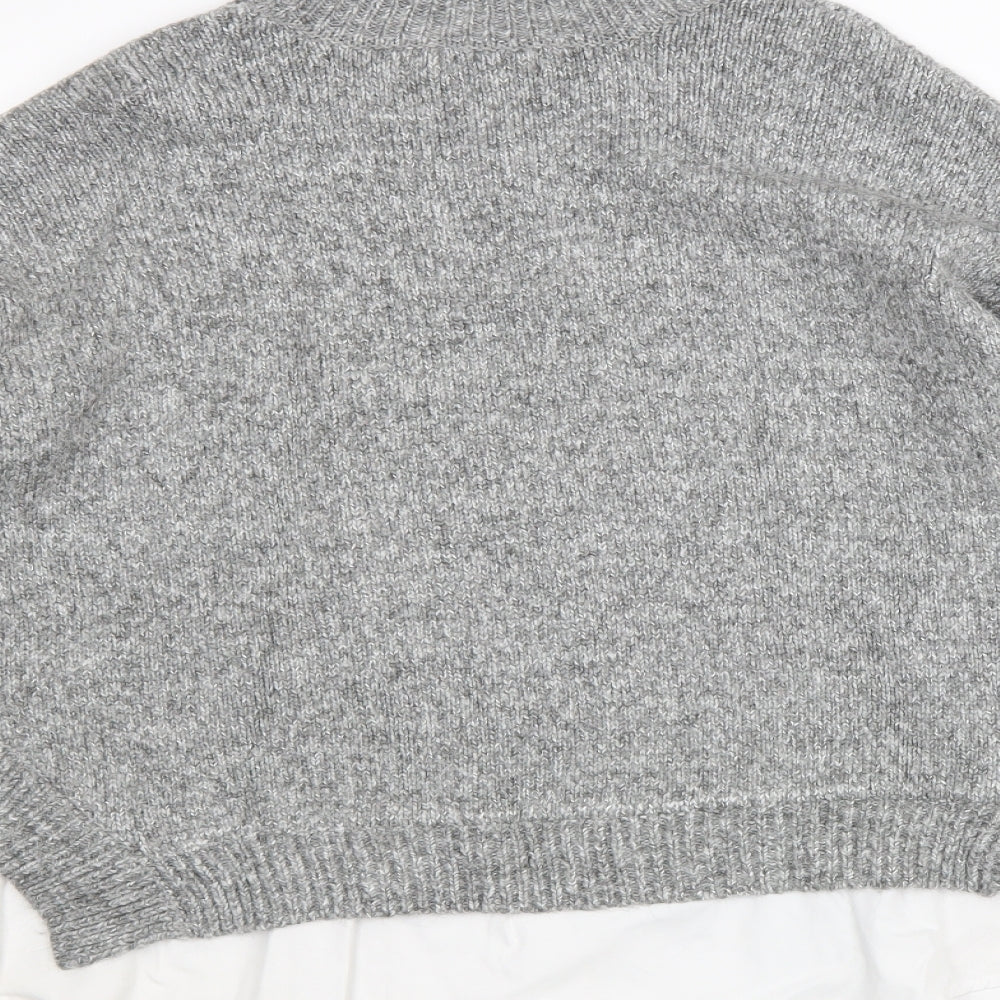 New Look Womens Grey High Neck Acrylic Pullover Jumper Size L