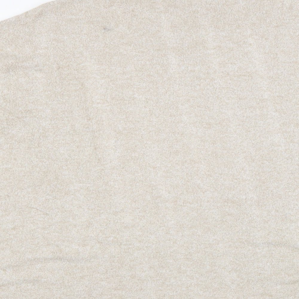 Zara Womens Beige Mock Neck Viscose Pullover Jumper Size L