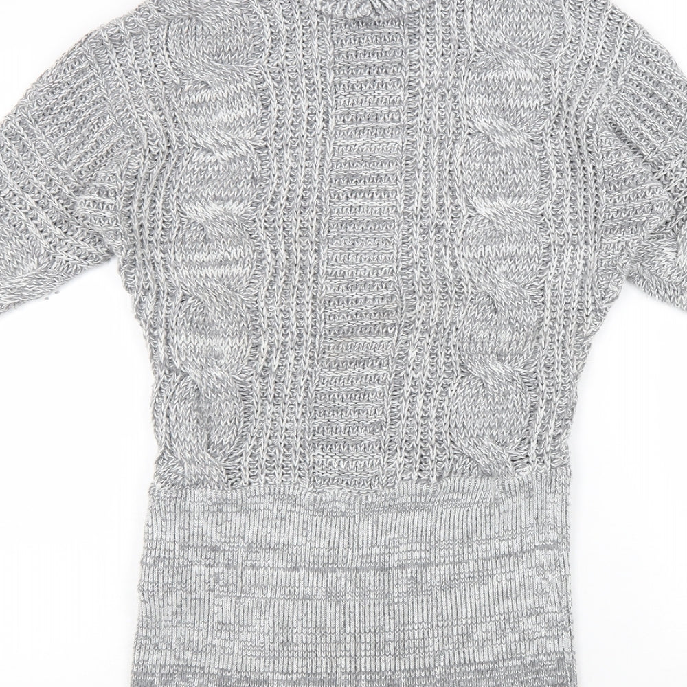 Lipsy Womens Grey Roll Neck Acrylic Tunic Jumper Size 10
