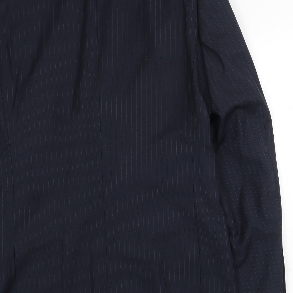 Butler & Webb Mens Blue Striped Polyester Jacket Suit Jacket Size 38 Regular
