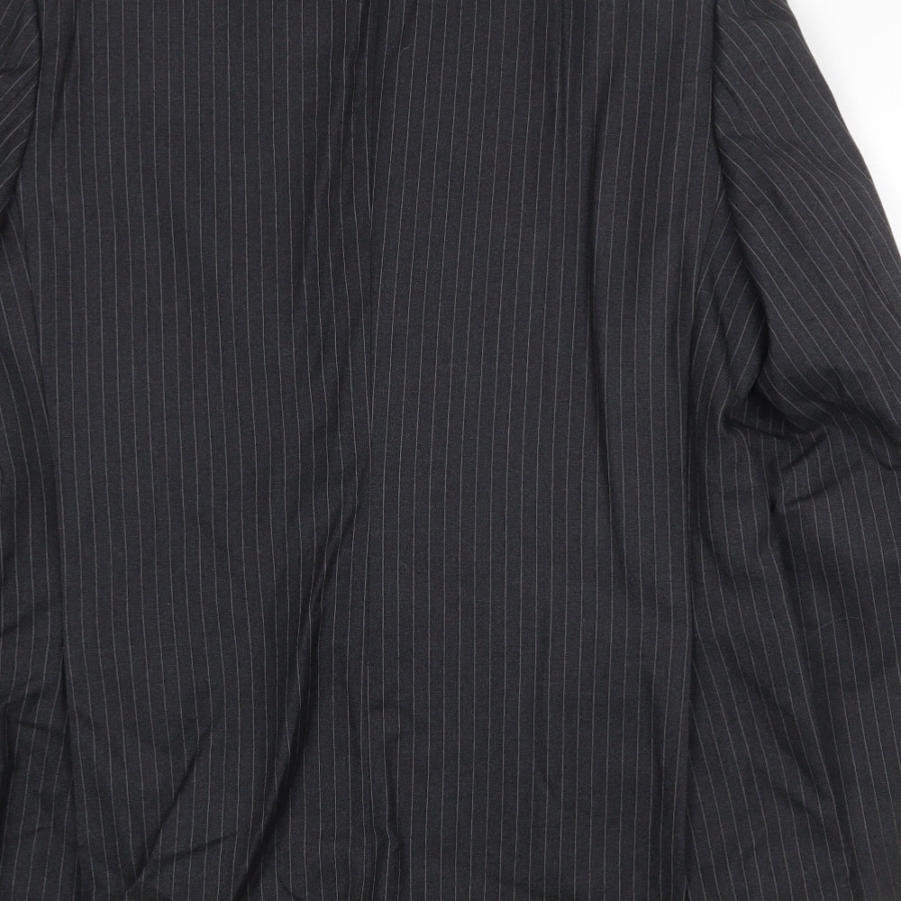 Burton Mens Grey Striped Wool Jacket Suit Jacket Size 38 Regular