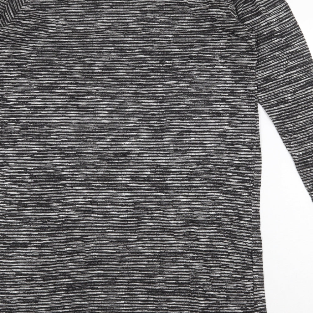 Sparkle & Fade Womens Grey Striped Polyester Shift Size S Scoop Neck Pullover - Cut Out Shoulder