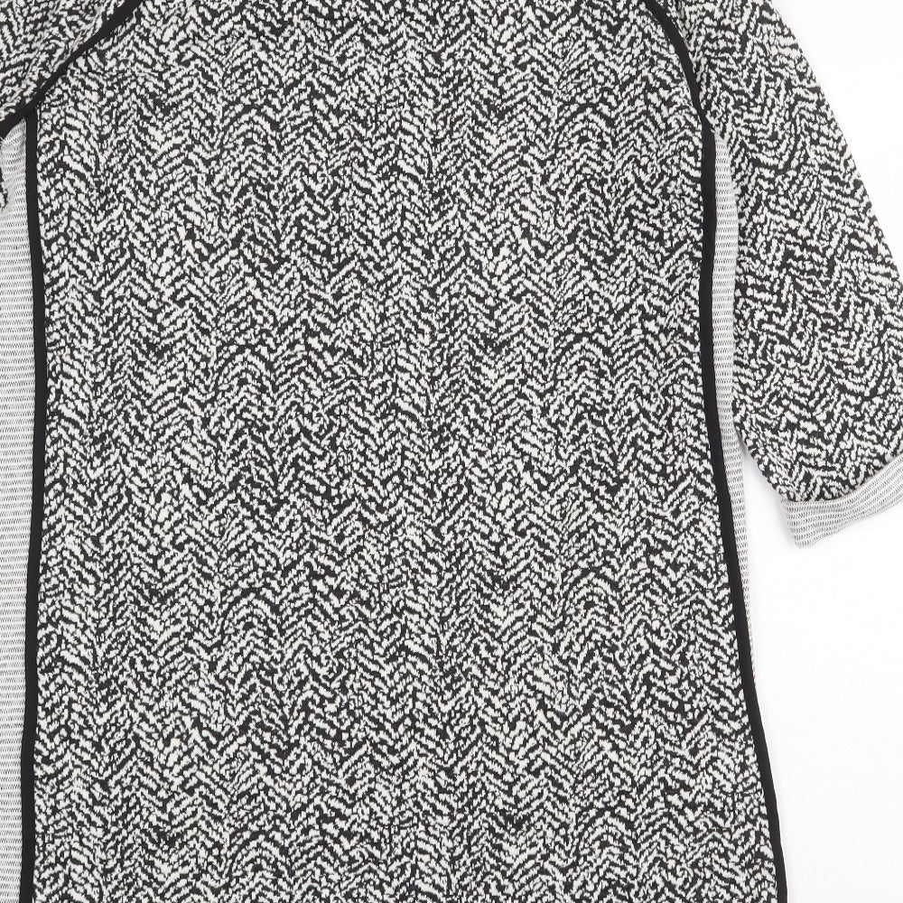 NEXT Womens Grey Geometric Cotton Shift Size 14 Scoop Neck Pullover