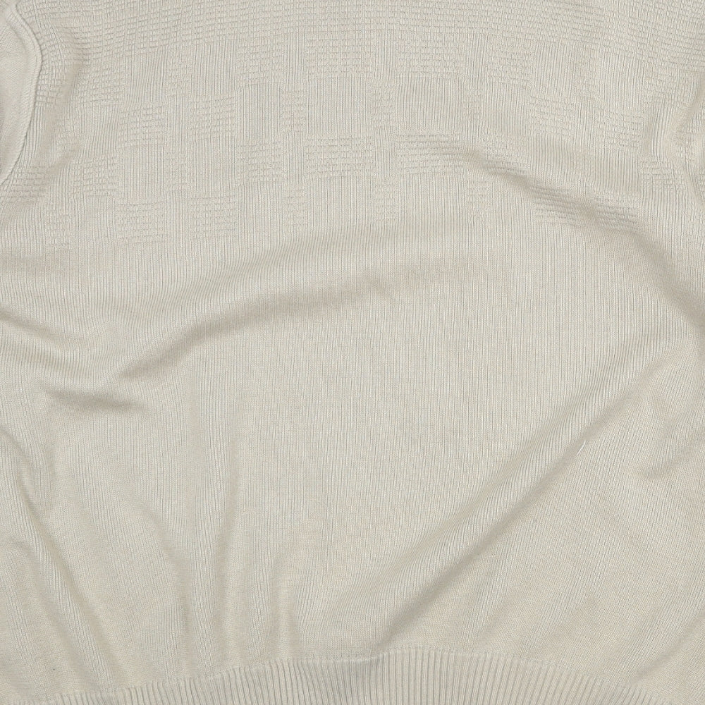 Marks & Spencer Womens Beige V-Neck Acrylic Pullover Jumper Size 2XL