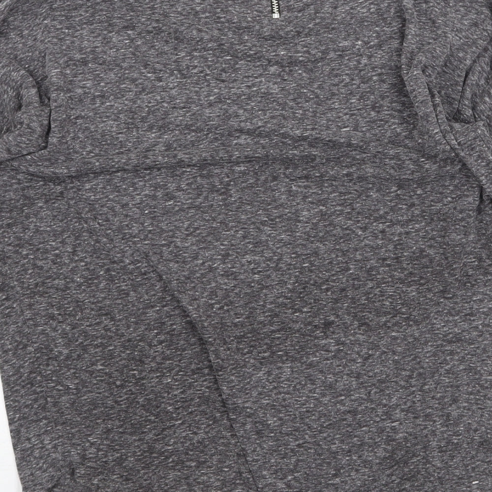 Select Womens Grey Geometric Polyester Basic T-Shirt Size 6 Round Neck