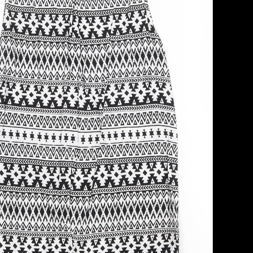 H&M Womens White Geometric Polyester Tunic Tank Size 8 Collared