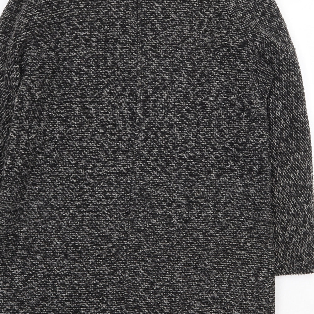FOREVER 21 Womens Grey Geometric Overcoat Coat Size S Button