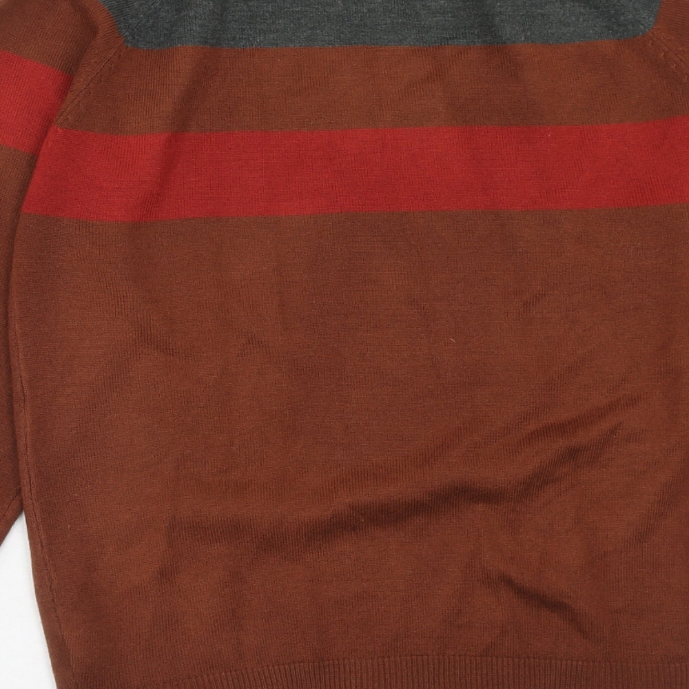 Cedarwood State Mens Multicoloured Round Neck Striped Acrylic Pullover Jumper Size XS Long Sleeve