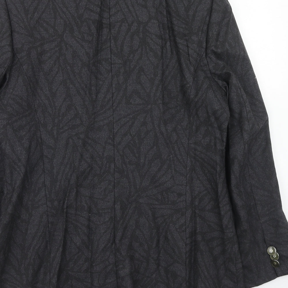 Huckle Womens Grey Geometric Jacket Blazer Size 10 Button