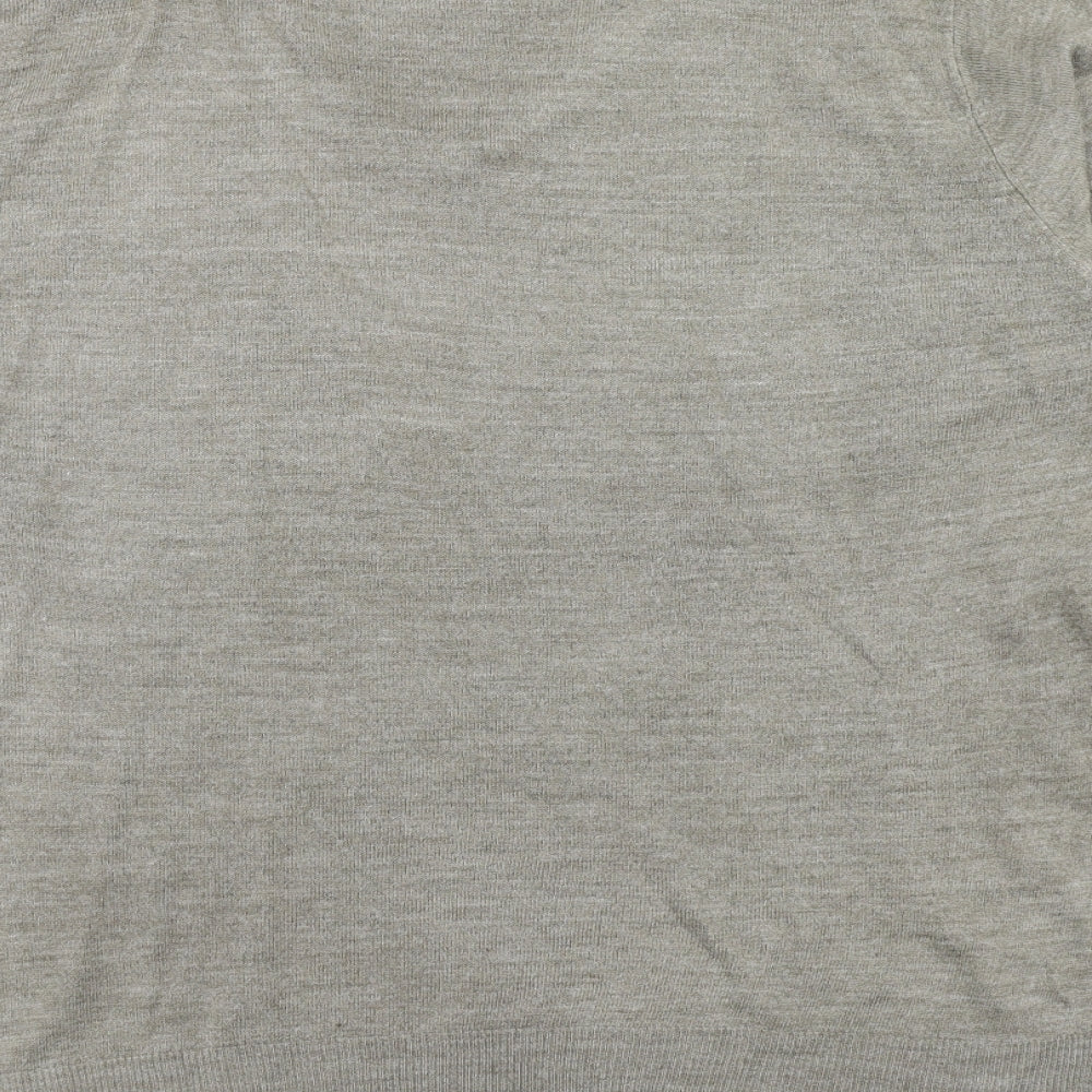 Marks & Spencer Mens Grey V-Neck Acrylic Pullover Jumper Size L Long Sleeve