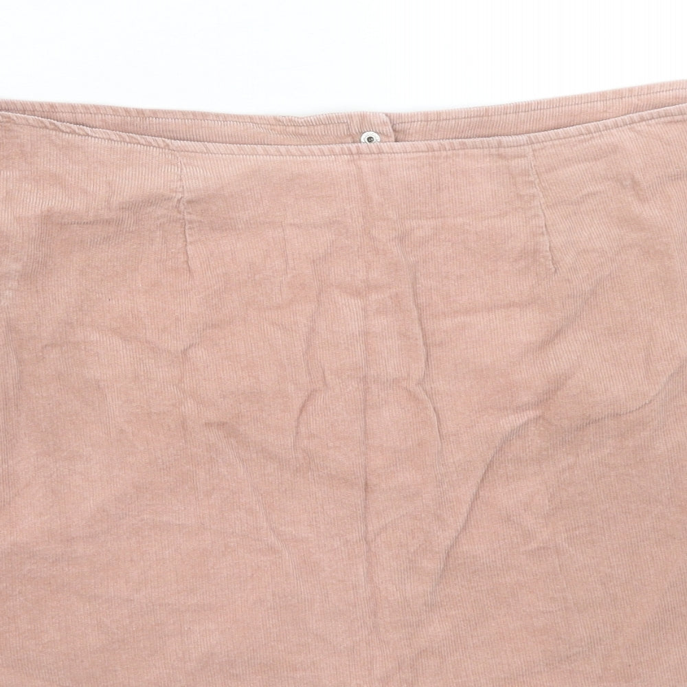 Select Womens Pink Cotton Mini Skirt Size 10 Button