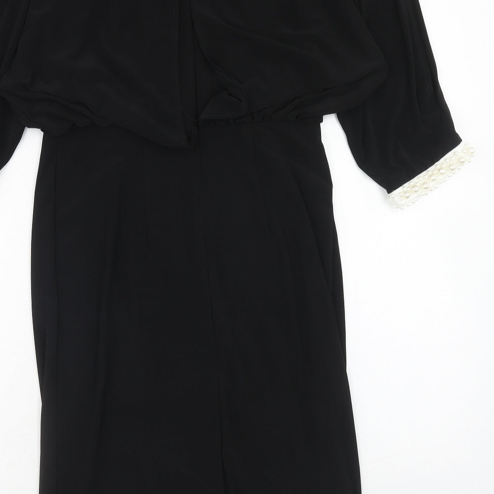 phillip montello Womens Black Polyester A-Line Size 8 Round Neck Zip