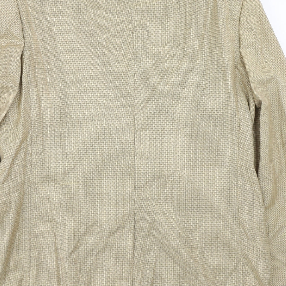 Preworn Mens Beige Polyester Jacket Suit Jacket Size 38 Regular
